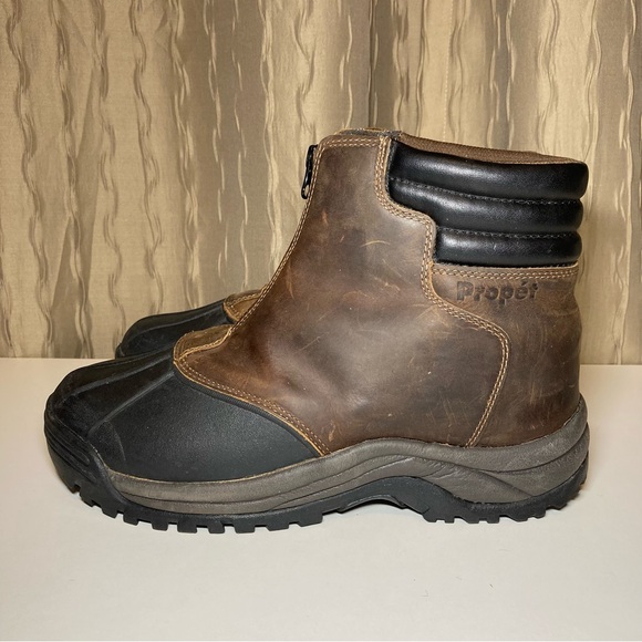 Propet Blizzard Zippered Snow Men's 9.5 XX 5E Brown Black Thinsulate M3792 BRB - Picture 1 of 16